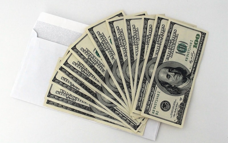 American Dollars on an Envelope